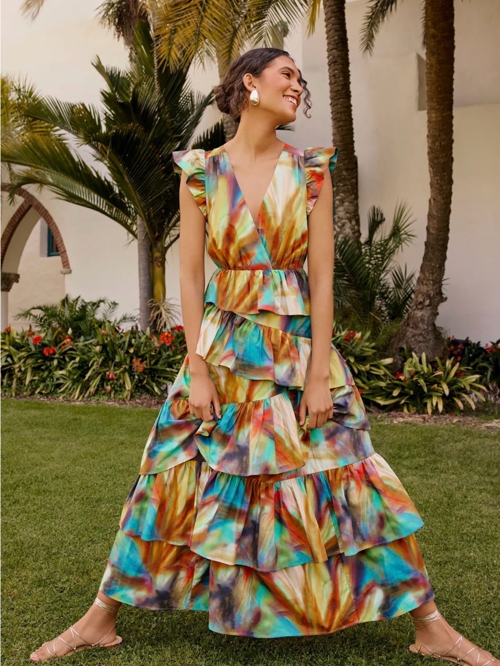 Marie Oliver Marisol Multi-Color Tiered Ruffle Maxi Dress